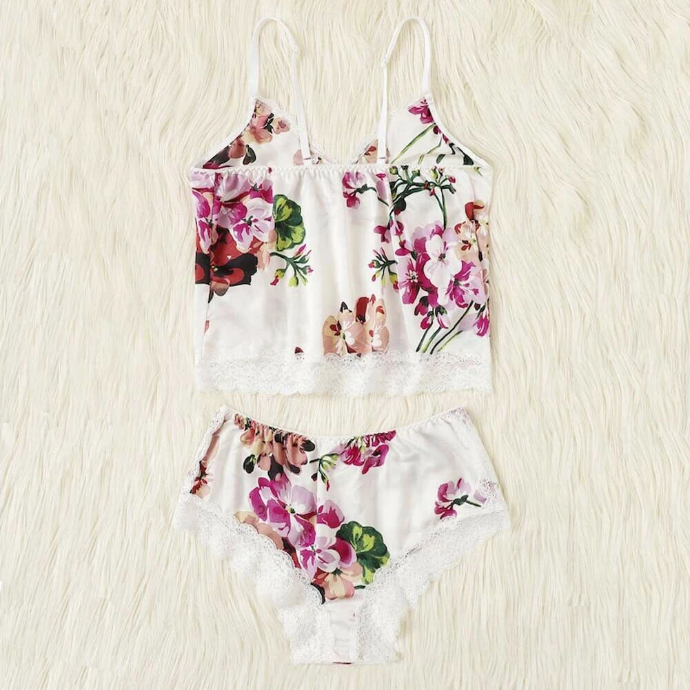 Летние женские сексуальные пижамы наборы Шелковые Леопардовый принт Глубокий V