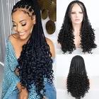 Длинные плетеные парики для женщин, харизма, синтетические волосы на сетке спереди, термостойкие волосы, черный парик в коробке