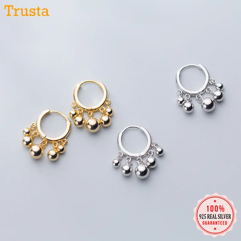 Trustdavis модные 925 пробы серебряные геометрические милые с кисточками бусины для