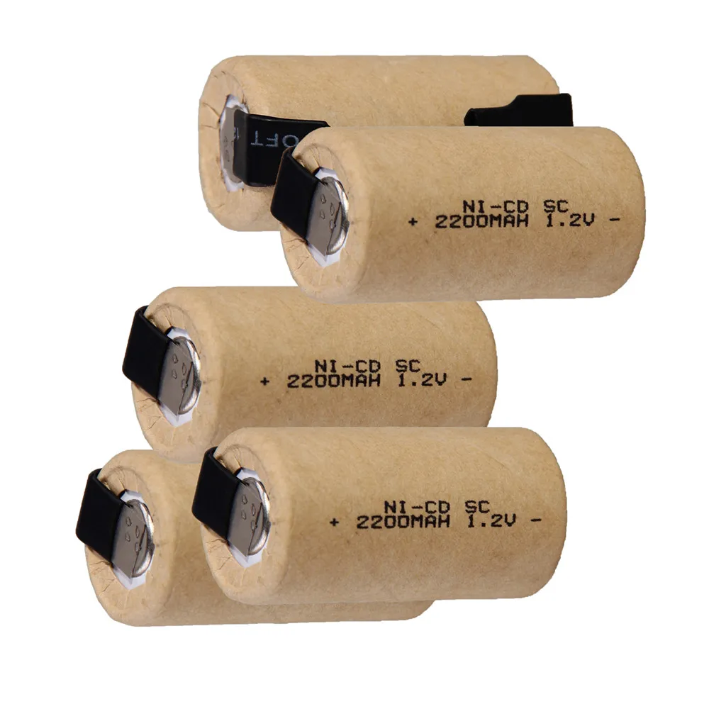 5 шт. набор SC батареи 1 2 v 2200mah никель кадмиевые для электроинструментов