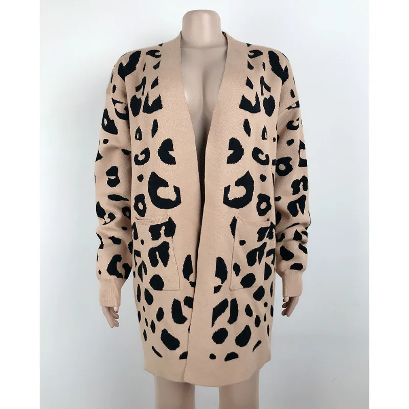 Merry Pretty Leopard осенне-зимние женские повседневные вязаные кардиганы с длинным рукавом, вязаные женские свитера, пальто, модная женская верхняя одежда