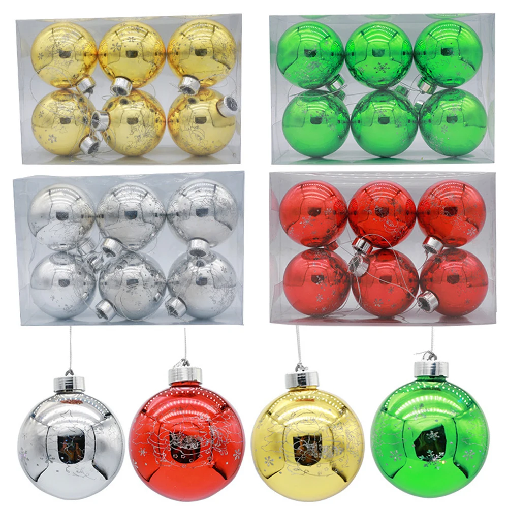 

Лидер продаж, 6 шт., светящиеся рождественские небьющиеся шарики светодиодный ными лампочками, на батарейках, блестящие подвесные украшения...