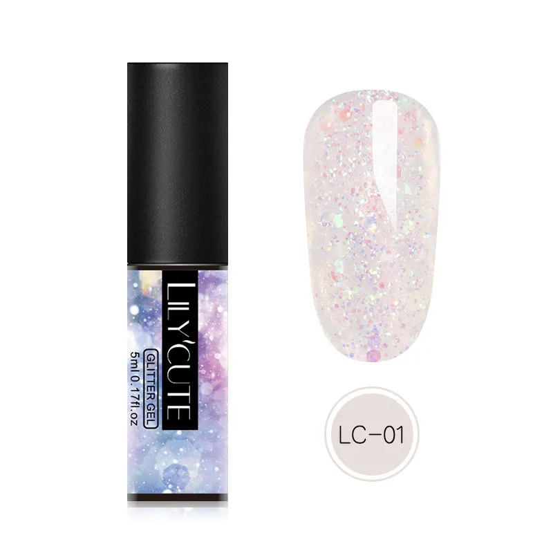 glitter LC-01 LILYCUTE лазерный Серебряный УФ-гель для ногтей голографический блеск 5 мл Лак для ногтей Гель-лак замачиваемый УФ светодиодный лак для ногтей - Цвет: glitter LC-01