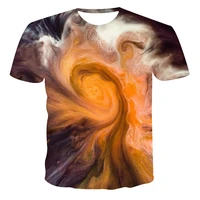 2021 hot high quality fashion sales mens new summer t shirt with round neck short sleeve night sky flame 3d printed top