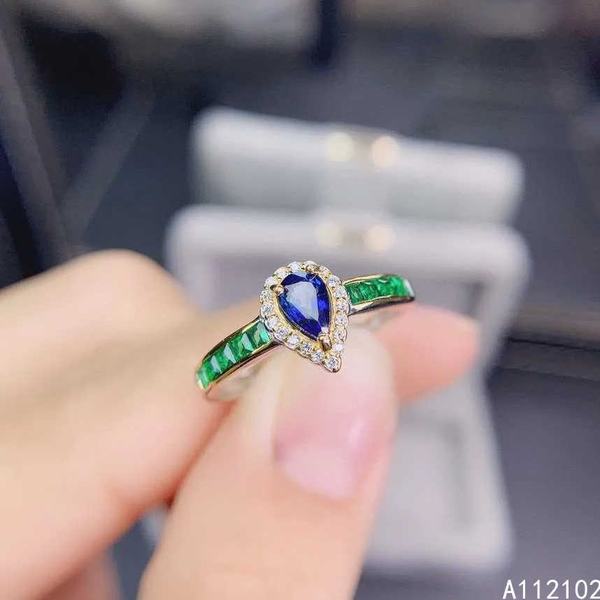 KJJEAXCMY Fine Jewelry S925 Sterling Silver Inlaid Natural Sapphire New Girl Elegant Ring Support test Chinese Style with Box