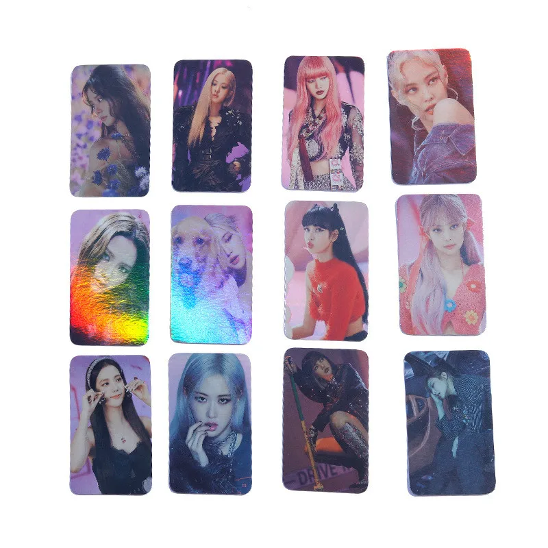 

KPOP 12PCS/SET LISA JENNIE JISOO ROSE Polaroid Luggage Tag Flashing Card Fans Collection Gifts a32