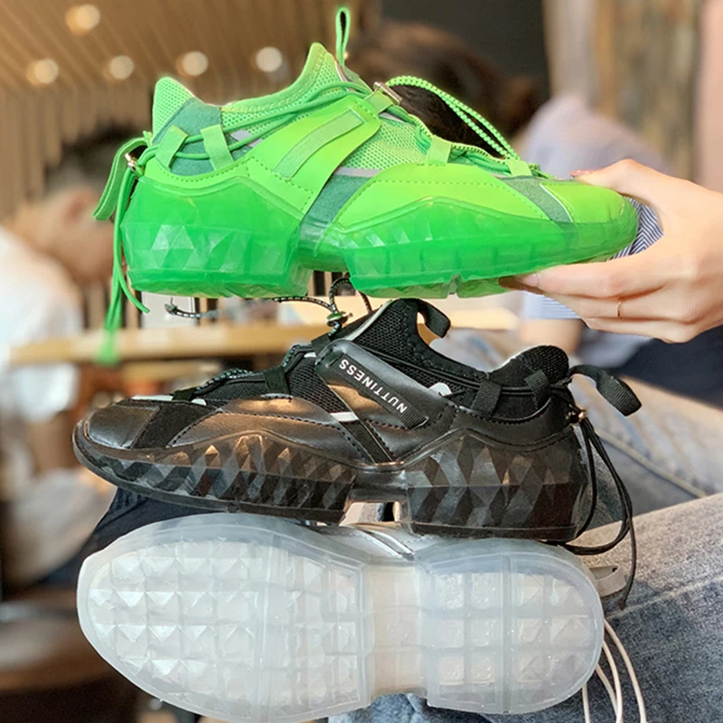 Брендовые женские прозрачные кроссовки на толстой подошве дизайнерская женская