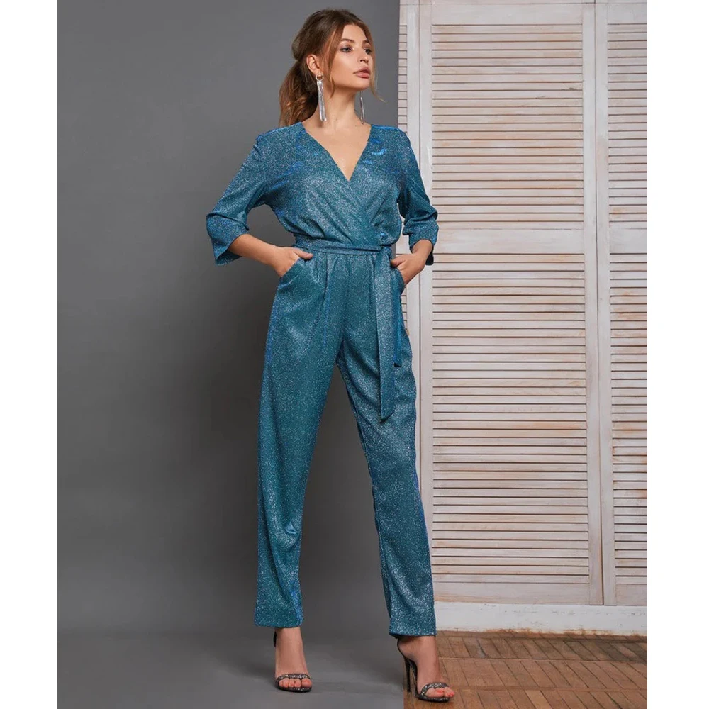 

Jumpsuit Prom Dresses V Neck Outfit Special Occasion Gown Pants Evening Wears robes de soirée