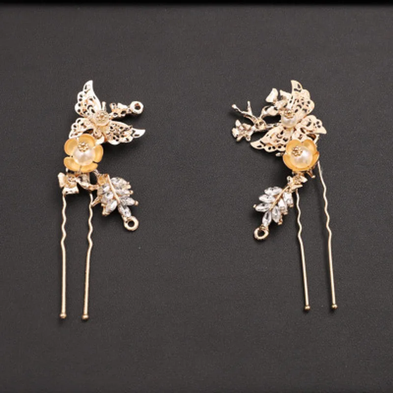 Заколка для волос в традиционном китайском стиле золотые гребни свадебные