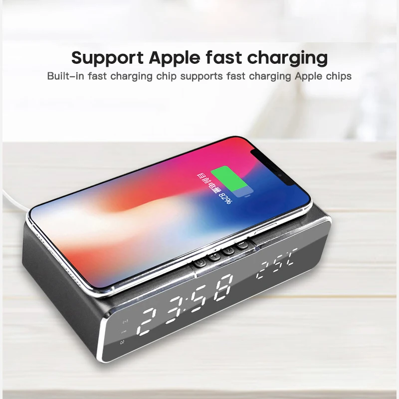 

Clock Wireless Charger Mobile Phone Bluetooth-compatible Headset Dual-use LED Smart Silent Alarm Clock Wireless Charger