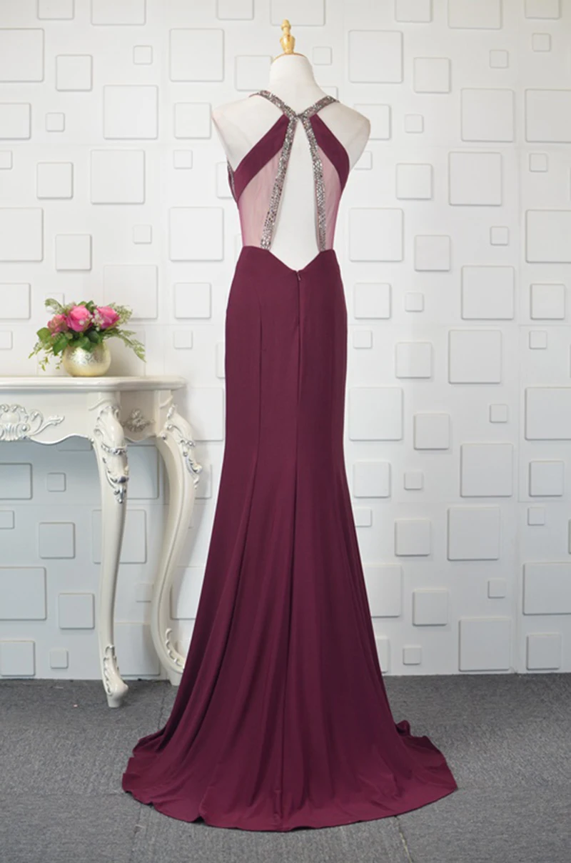 YY01 Churlya Wurfel purple prom dresses mermaid halter sleeveless long dresses evening dresses women vestidos largos de fiesta