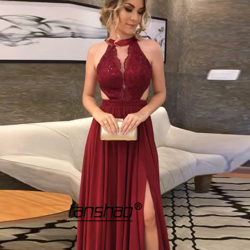 

V-Neck Prom Dresses High Split Satin Applique Boho Prom Dress Long Prom Gown Evening Dresses Robe De Soiree