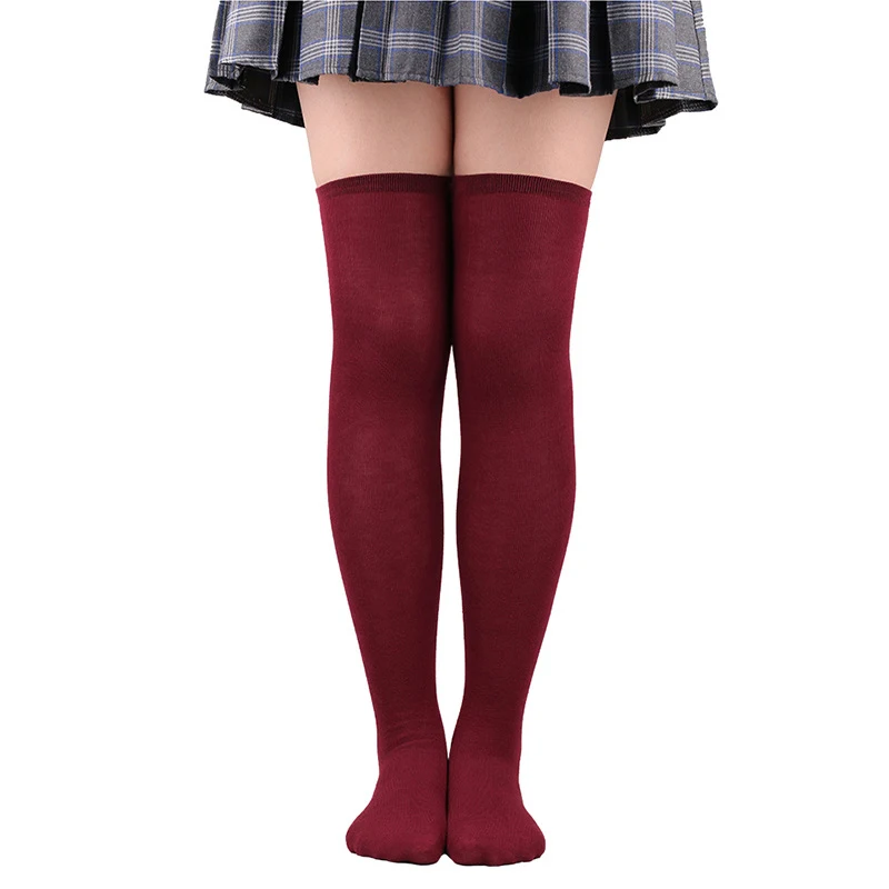 

Womens Winter Extra Long Polyester Thigh High Stockings Solid Color Elastic Top Over the Knee Boot Student Leg Warmers Hot Sale