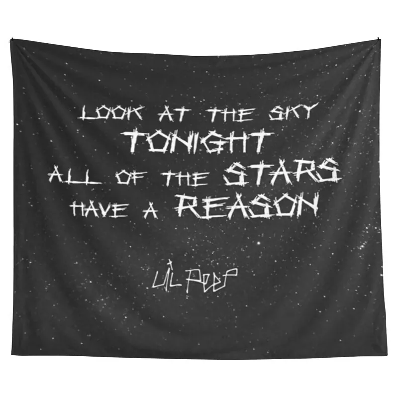 

Lil Peep Star Shopping Lyrics Starry Background Tapestry Wall Hanging Art for Bedroom Living Room Decor Home Decoration