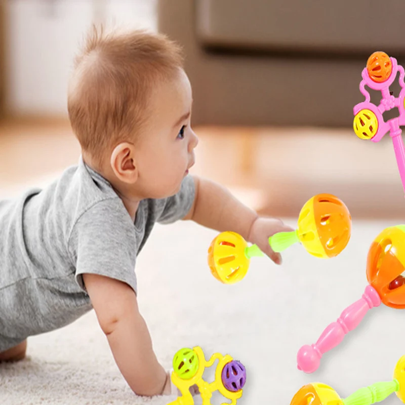 

1PC Baby Rattles Toy Intelligence Grasping Gums Toy Rattle Bell Shakes Dumbbell Early Development Toy Funny Educational Mobiles