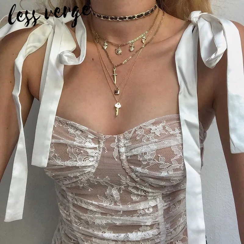 Lessverge сетчатая вышивка Кружевной Белый Топ на бретельках женское элегантное