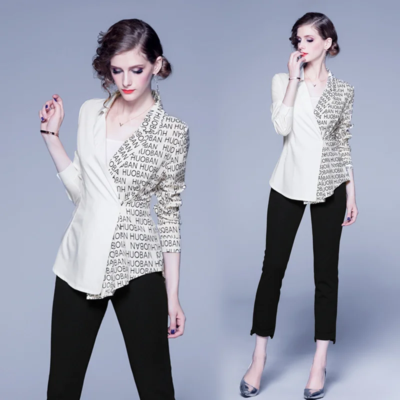 2020 Новая модная блузка с длинным рукавом и принтом женские топы повседневная