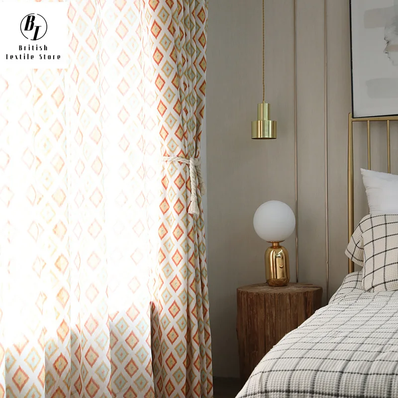 Современные Простые европейские занавески из полиэстера и хлопка с принтом для