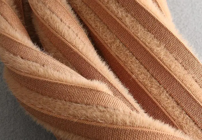 

elegant Winter Women Vintage sweater Elastic High Waist Pleated Midi knitted skirt female solid thick Skirts