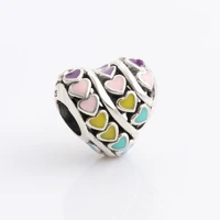 lorena hot sale 925 sterling silver colorful love epoxy heart shaped beads fit original bracelet women jewelry making gift