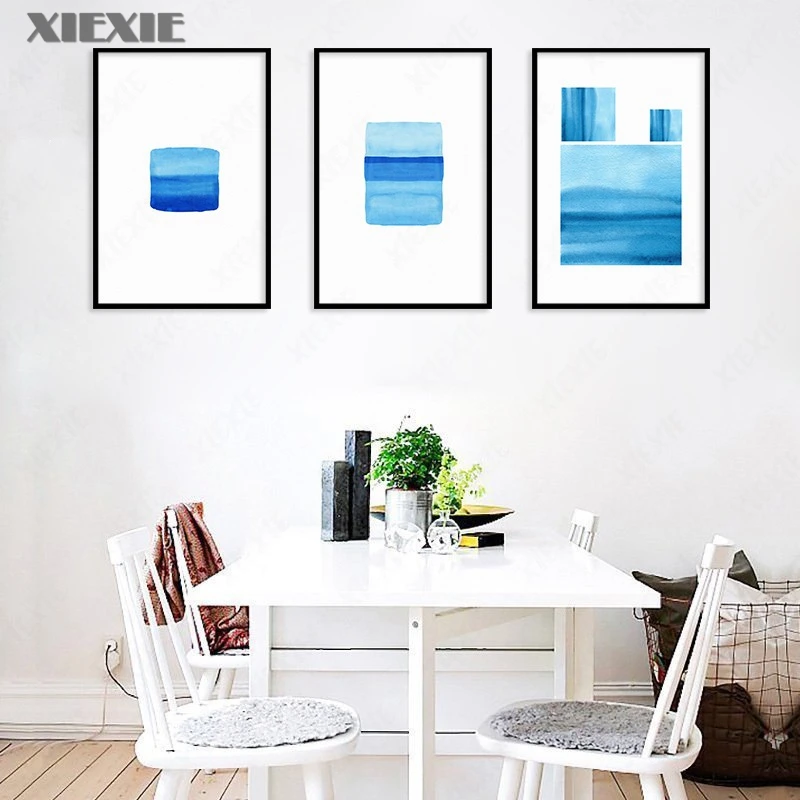 

Nordic Minimalist Fresh Blue Box Block Canvas Ins-Style Home Decorative Painting Home Decor Living Room Wall Canvas Painting