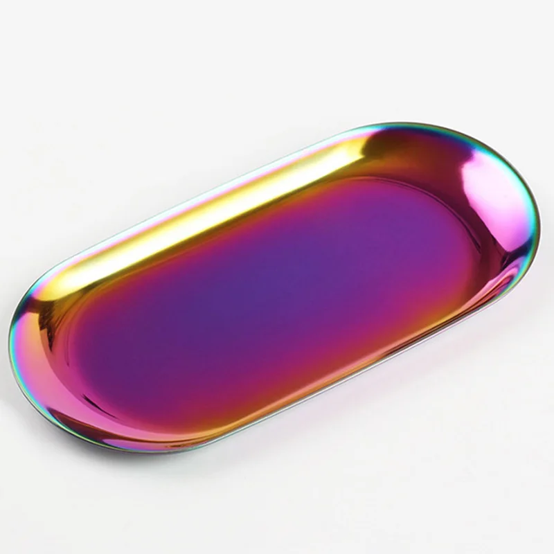 Простой и элегантный дизайн из нержавеющей стали овальный лоток для хранения