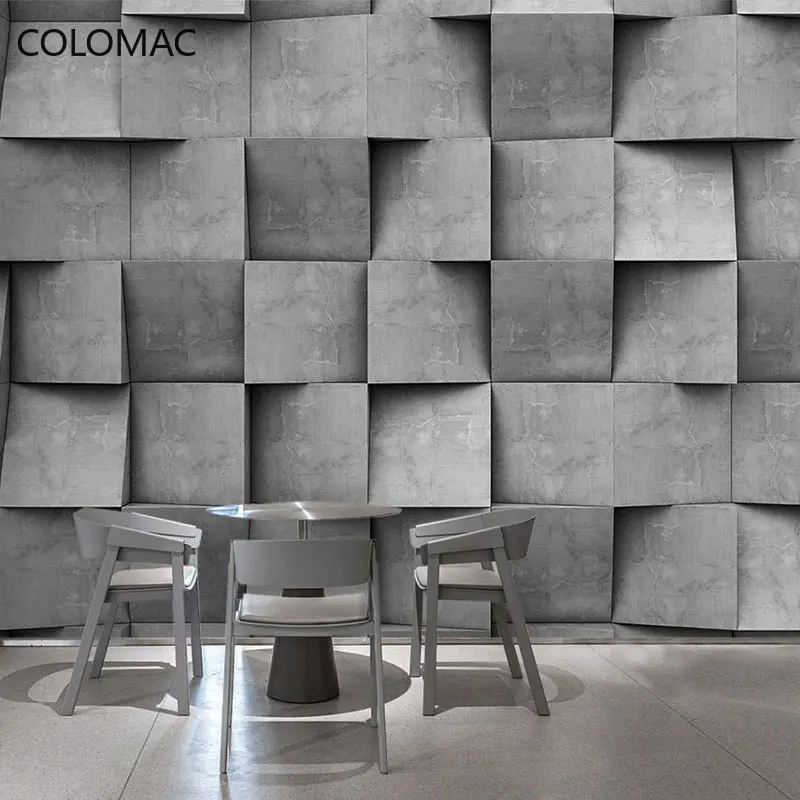 

Colomac Custom 3D Gray Cement Brick Wallpaper Bedroom Background Wall Restaurant Industrial Style Mural Room Decor Dropshipping