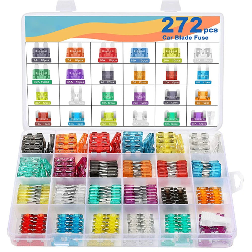 

272pcs Fuse Car Kit Assorted Auto Car Truck Standard Blade Fuse Assortment 2A 3A 5A 7.5A 10A 15A 20A 25A 30A 35A Automotive Fuse