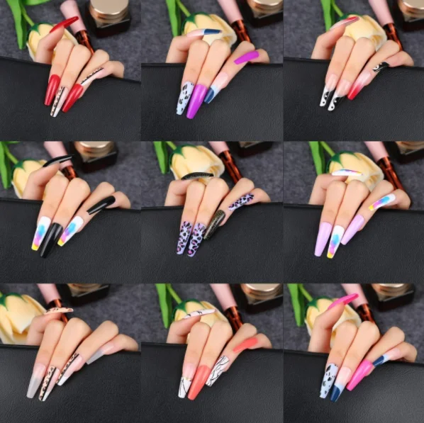 

Fake nails, lengthened nail art, nail patch, ballet style, swear nail art, wearable