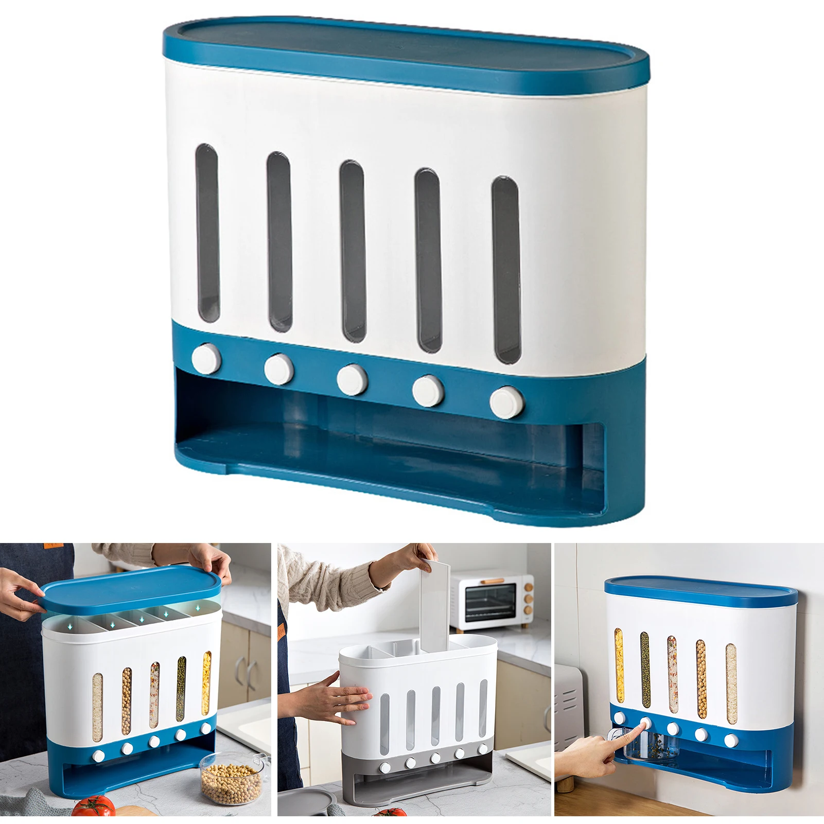 

Separate Grain Cereal Can Rice Storage Rice Cylinder Automatic Rice Plastic Box For Kitchen L9