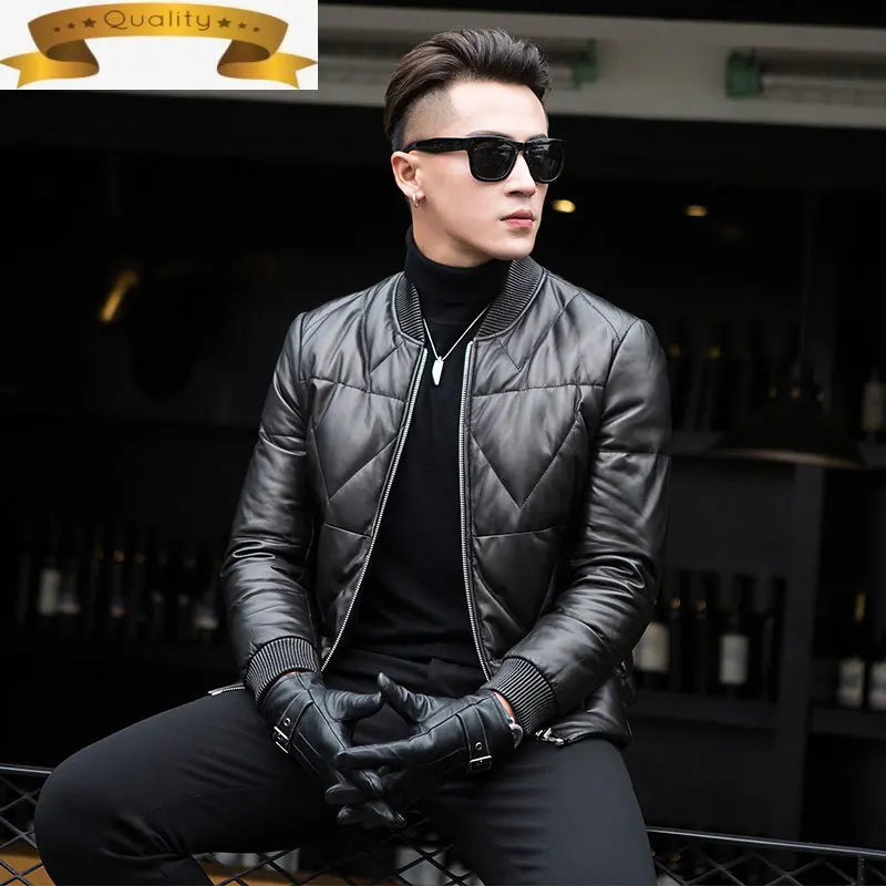 

Man Genuine Leather Jacket Short Sheepskin Coat Warm Men's Down Jacket Autumn Winter Jackets for Men 2021 Casacos Homens Pph1724