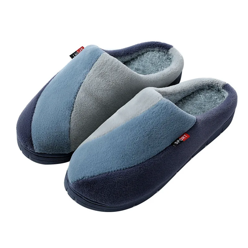

Men And Women Couple Cotton Shoes Female Autumn and Winter Patchwork Pattern Cute Casual Home Indoor Warm Plush Slippers