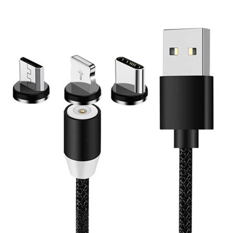 

1m/2m Magnetic USB cable for apple honor oneplus redmi phone Charging Cable Type-C MicroUSB nylon car Mobile phone charging