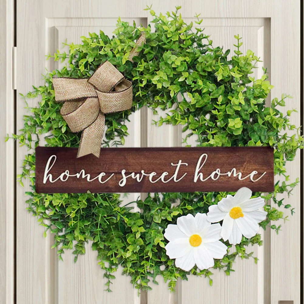 

Artificial Spring Green Leaves Wreaths Spring Wreaths Festival Celebration with Artificial Green Leaves Hot Selling