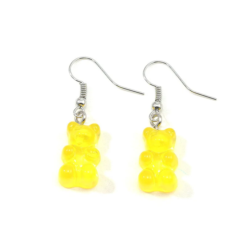 

Minimalist Dangle Earring Jelly Polychromatic Resin Bear Drop Fashion Earrings For Women Creative Drop Jewelry Gifts