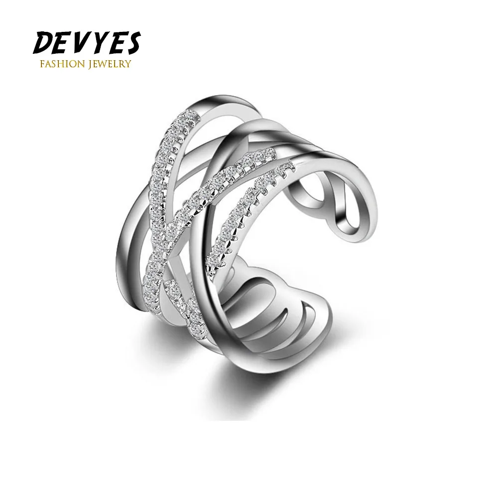

Adjustable Size Double-layer Line Diamond Ring for Women, Girls Open Finger Ring Anniversary Wedding Jewellery Gifts