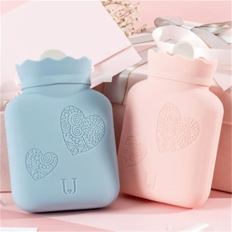 

Silicone Hot Water Bottle Water Warm Water Bag Warm Palace Hand Warmers Mini Portable Explosion-Proof Plush Warm Baby Students