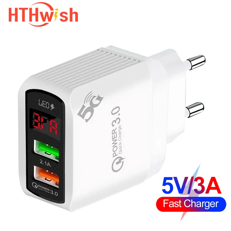 

Quick Charge 3.0 USB Charger Digital Display 5V3A QC3.0 Travel Charger Mobile Phone Charger Adapter for iPhone Xiaomi Huawei