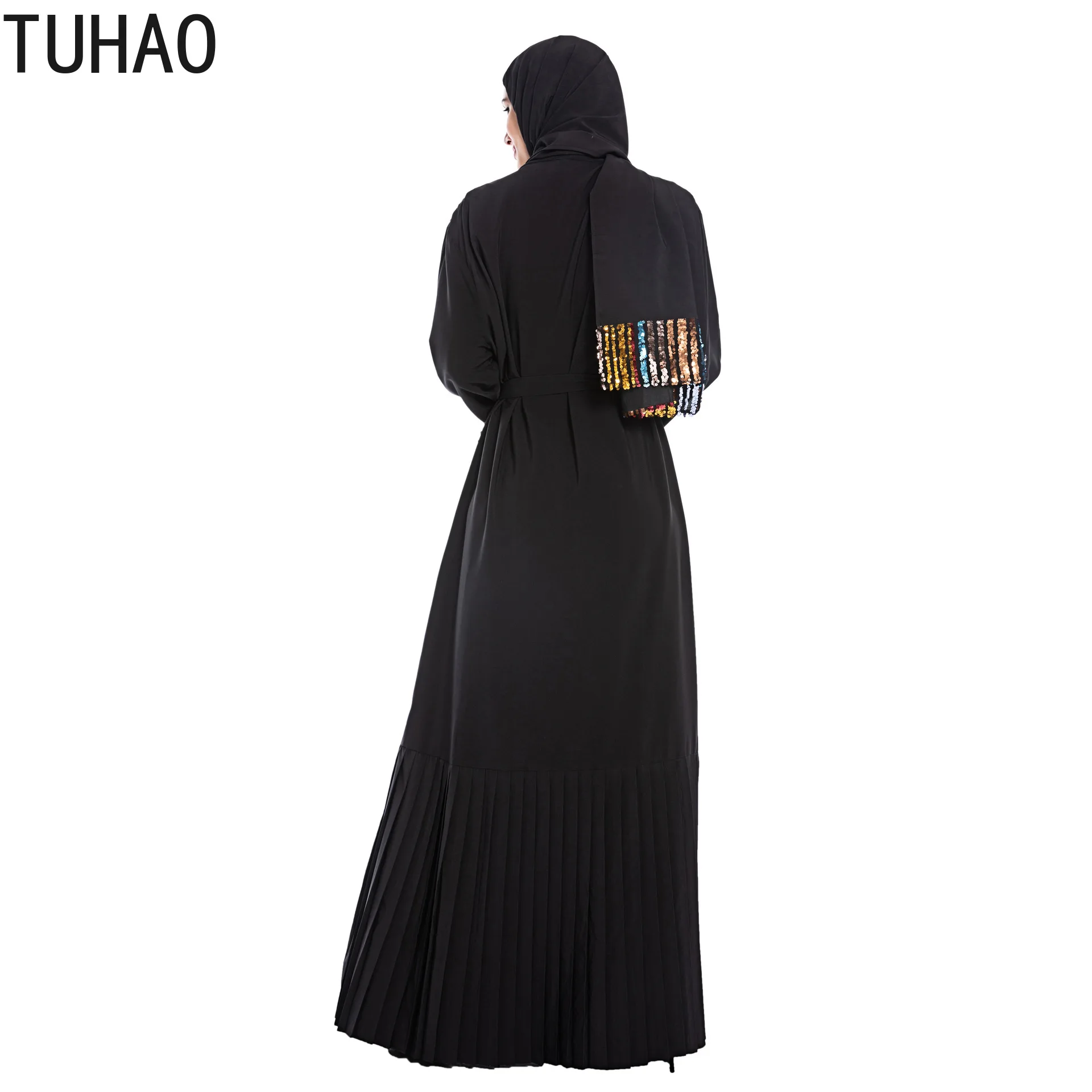

TUHAO Dress Women Sequined Vestidos Autumn Winter Muslim Women Flower Embroidery Open Long Cardigan Maxi Dress Kaftan WM28