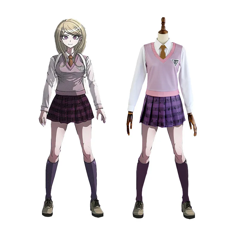 

Новый костюм для косплея Akamatsu kaede Danganronpa V3 женская униформа аниме рубашка/жилет/юбка/носки/галстук школьная форма JK