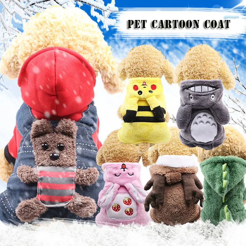 Cartoon Coat Dog Clothes For Small Dogs Winter French Bulldog Jacket Funny Outfit Dog Halloween Costume Chihuahua Pet Clothes