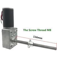 12 volt 24 v gear motor screw thread m8 shaft long length 116mm electric dc 12v 24v speed reducer 12 to 470rpm mini motors