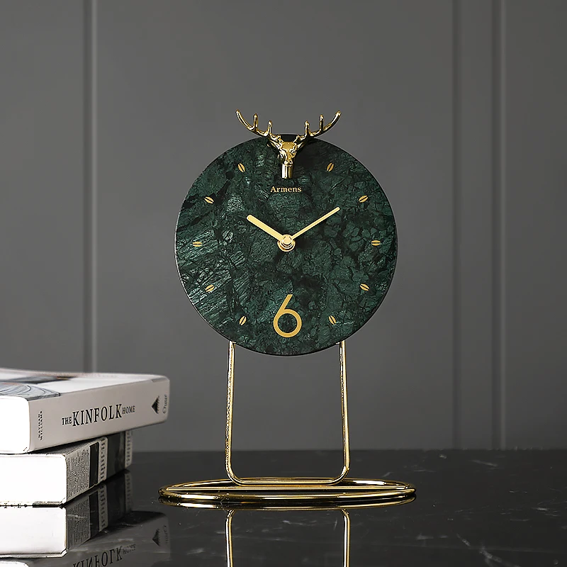 

Креативные настольные часы в скандинавском стиле, современный дизайн, простые бесшумные Роскошные художественные настольные часы для гост...