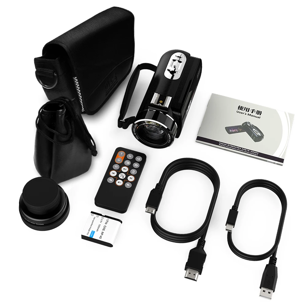 Andoer HDV-Z20, WiFi, портативная цифровая видеокамера с разрешением 1080 P, Full HD, макс. 24 мегапикселя, 16 × цифровой зум, поворотный сенсорный экран ips