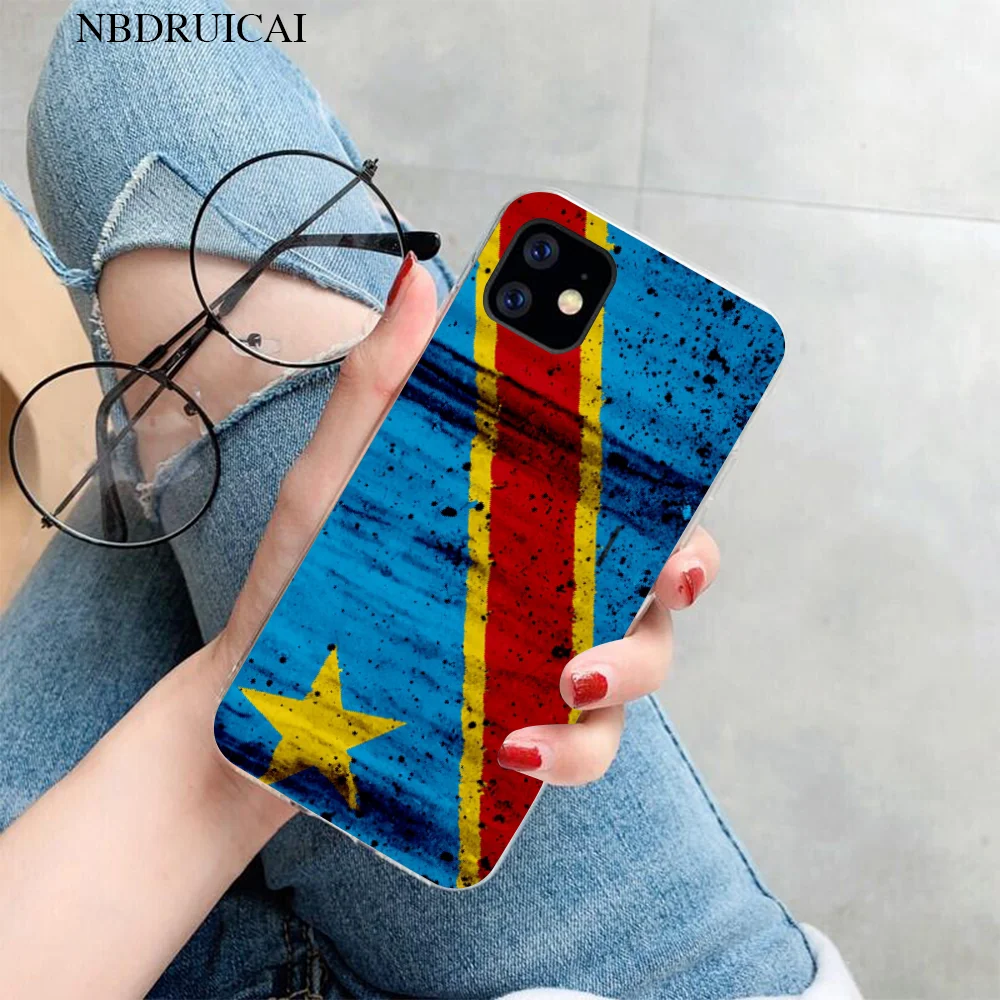 NBDRUICAI роскошный Национальный Флаг Конго черный ТПУ мягкий чехол для телефона iPhone