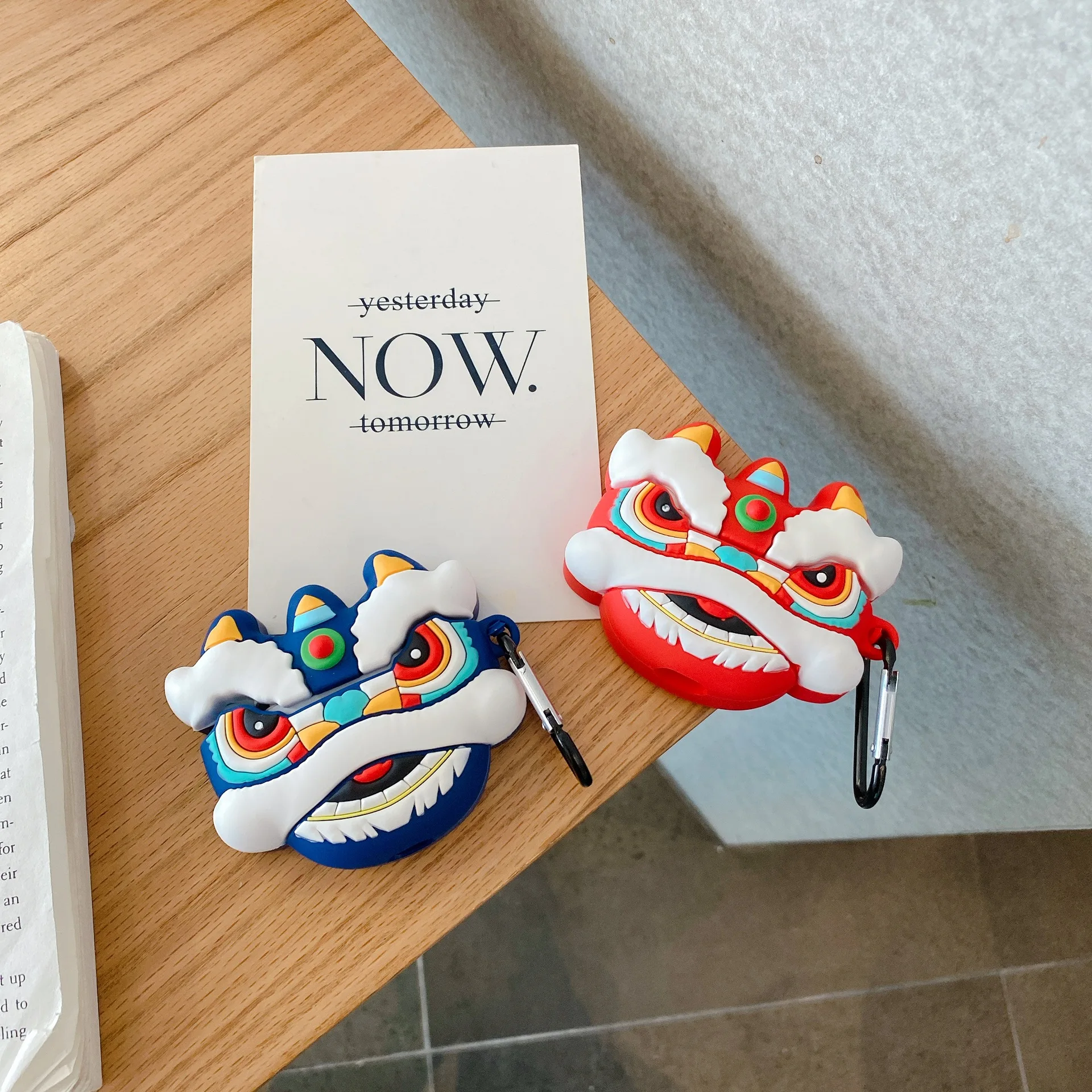 

Cartoon National Fashion Lion Dance Protective Cover for Apple 1/2 Generation Earphone Case Drop-Resistant Box Silicone airpod2