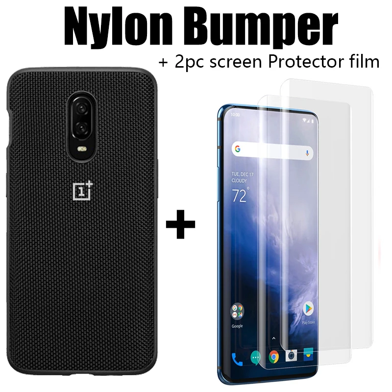 Nylon Bumper От Oneplus 7T Pro Чехол Oneplus официальный защитный чехол нейлоновый бампер песчаник чехол one plus 7T Pro 7T 7 Pro 6T - Цвет: Nylon Bumper