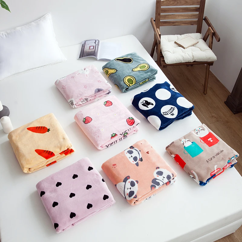 Strawberry blankets fashion twin girls Throw Flannel blanket on Bed/car/sofa cartoon kids rugs fruits double | Дом и сад