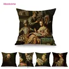 Голландский древний художник, мастер Рембрандт, Автопортрет, знаменитая картина маслом, домашняя декоративная подушка, чехол для диванной подушки