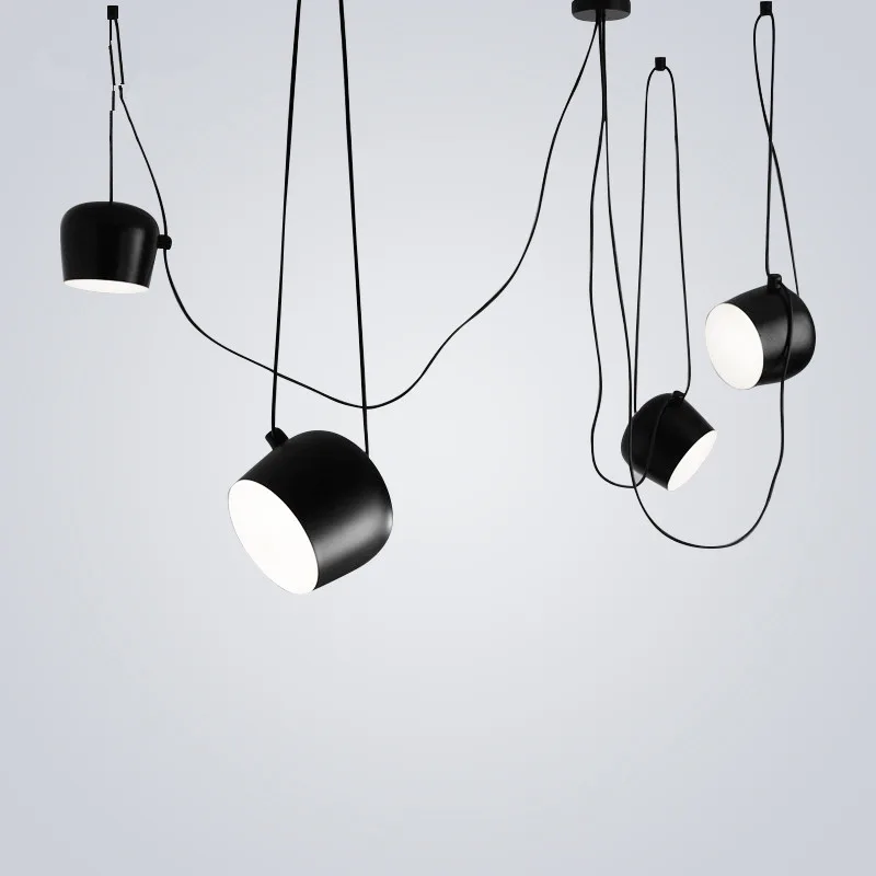 

DIY Black White Pendant Light Nordic cover lampshade pendant lamp Adjustable cable hanging lamp for Dining room Living Room